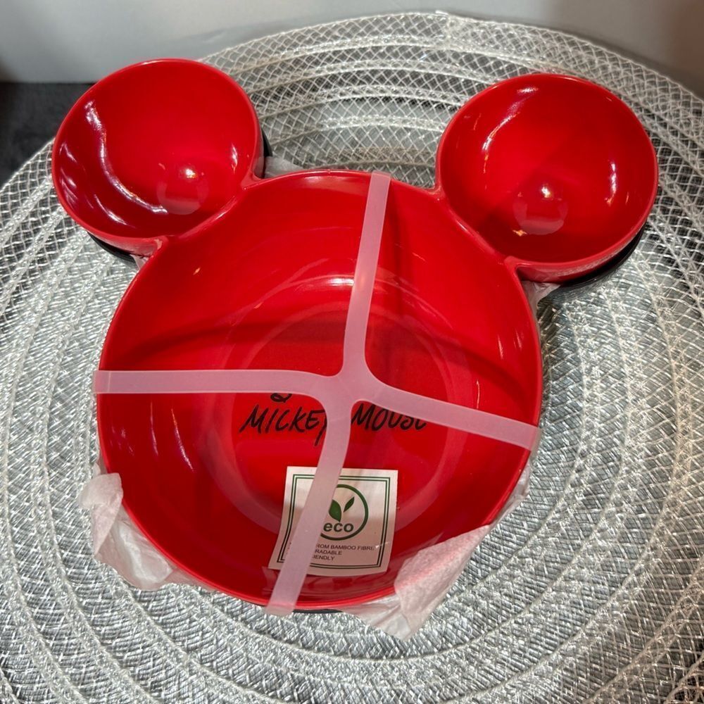Disney Mickey Mouse Bamboo Head Shaped Bowls Set of 2 NWT